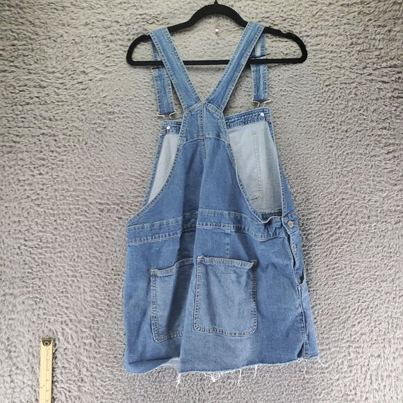 No Boundaries Overalls Womens XL Blue Frayed Hem Adjustable Straps Shortalls - Picture 6 of 7
